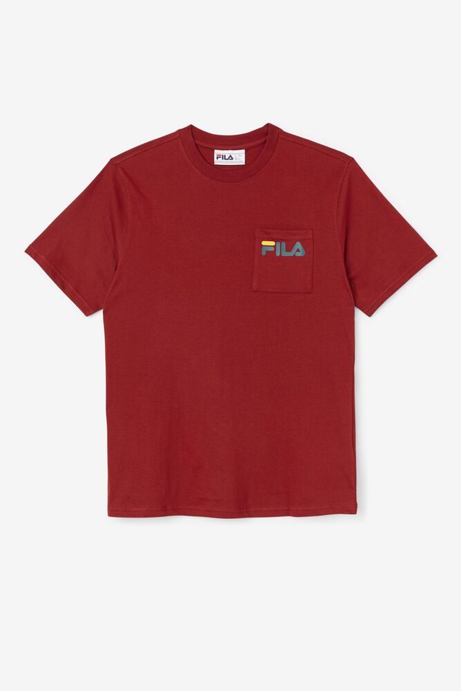 Fila T-Shirt Curtis Pocket Mens Red - India BEJ-437065